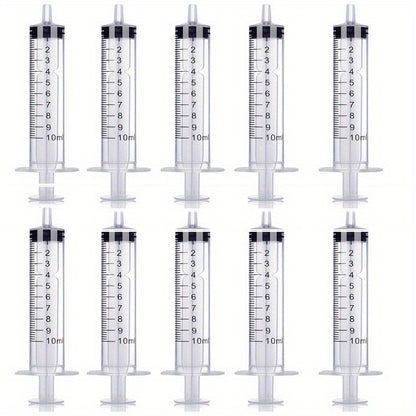 10pcs 10mL Plastic Syringes with Needles & Covers - Perfect for Oral, Lab, Measurement, Watering, Supplement, Pets, Medical Students, Oil & Glue Applicators