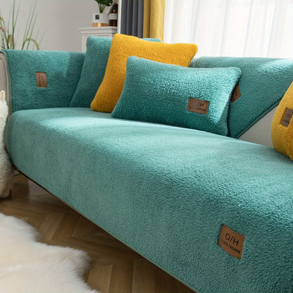 1pc Thickened Sherpa Velvet Sofa Slipcover, Pets Dog Friendly, Sherpa Fleece Sofa Couch Cover, Furniture Protector Fuzzy Non Slip Sofa Slipcover, For Bedroom Office Living Room Decor