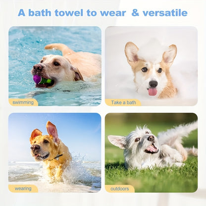 [1 Microfiber Body Towel] 1pc Microfiber Body Towel, Pet Bath Towel Drying Coral Fleece Bath Towel, Water Absorbent Quick-drying Dog Bathrobe