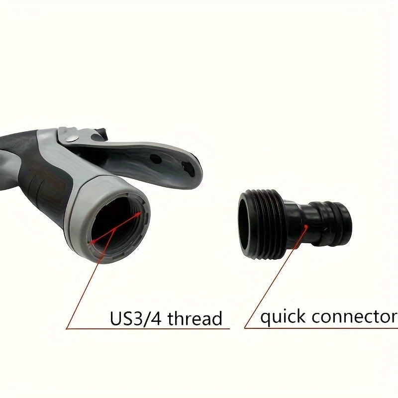 [1pc High-Pressure Car Washing Gun] 1pc Portable High-Pressure Car Washing Water Gun, 3/4 Inch And 1/2 Inch Quick Connection Adapter, Multi-Function Garden Hose Nozzle, Adjustable Thickening Rod Spray, Suitable for Car Cleani