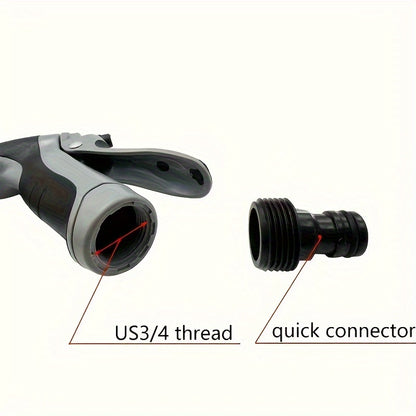 [1pc High-Pressure Car Washing Gun] 1pc Portable High-Pressure Car Washing Water Gun, 3/4 Inch And 1/2 Inch Quick Connection Adapter, Multi-Function Garden Hose Nozzle, Adjustable Thickening Rod Spray, Suitable for Car Cleani