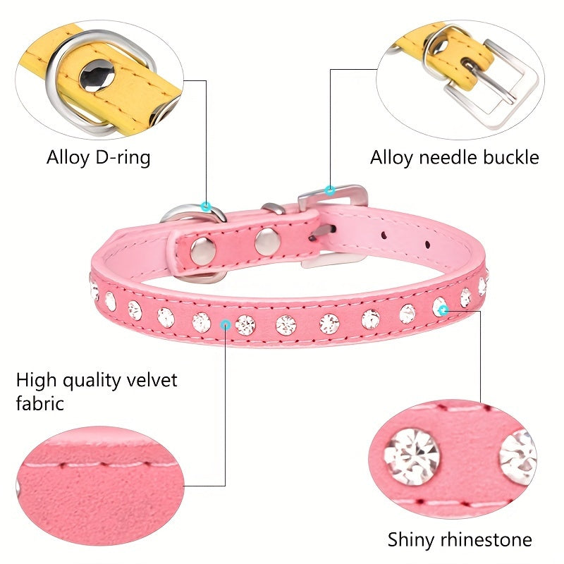 [Shiny Rhinestone Dog Collar] Hot Selling Shiny Rhinestone CP077 Dog Collar - Adjustable Small and Medium Pet Collar - Suitable for Small and Medium Pets to Wear Neck Collar