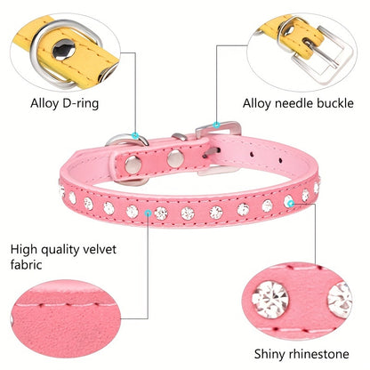 [Shiny Rhinestone Dog Collar] Hot Selling Shiny Rhinestone CP077 Dog Collar - Adjustable Small and Medium Pet Collar - Suitable for Small and Medium Pets to Wear Neck Collar