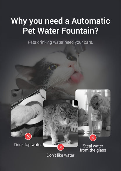 [Smart Pet Water Fountain] USB Rechargeable Smart Pet Water Fountain - Automatic Water Circulation, Filter, Keeps Pets Hydrated In Summer For Cats & Dogs