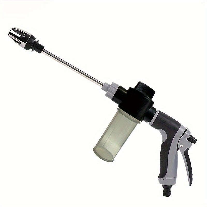 [1pc High-Pressure Car Washing Gun] 1pc Portable High-Pressure Car Washing Water Gun, 3/4 Inch And 1/2 Inch Quick Connection Adapter, Multi-Function Garden Hose Nozzle, Adjustable Thickening Rod Spray, Suitable for Car Cleani