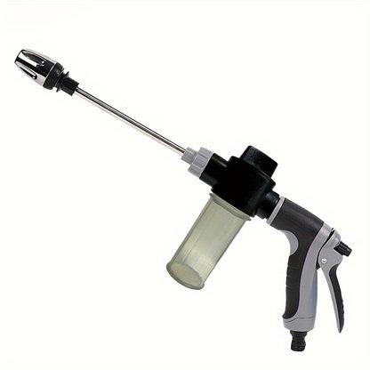 [1pc High-Pressure Car Washing Gun] 1pc Portable High-Pressure Car Washing Water Gun, 3/4 Inch And 1/2 Inch Quick Connection Adapter, Multi-Function Garden Hose Nozzle, Adjustable Thickening Rod Spray, Suitable for Car Cleani