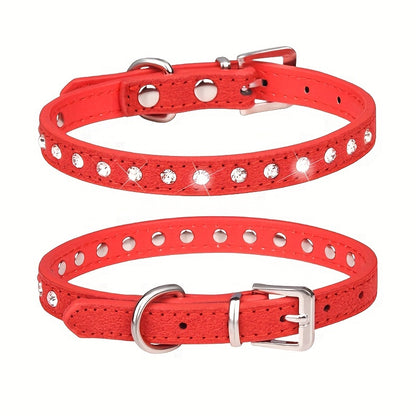 [Shiny Rhinestone Dog Collar] Hot Selling Shiny Rhinestone CP077 Dog Collar - Adjustable Small and Medium Pet Collar - Suitable for Small and Medium Pets to Wear Neck Collar