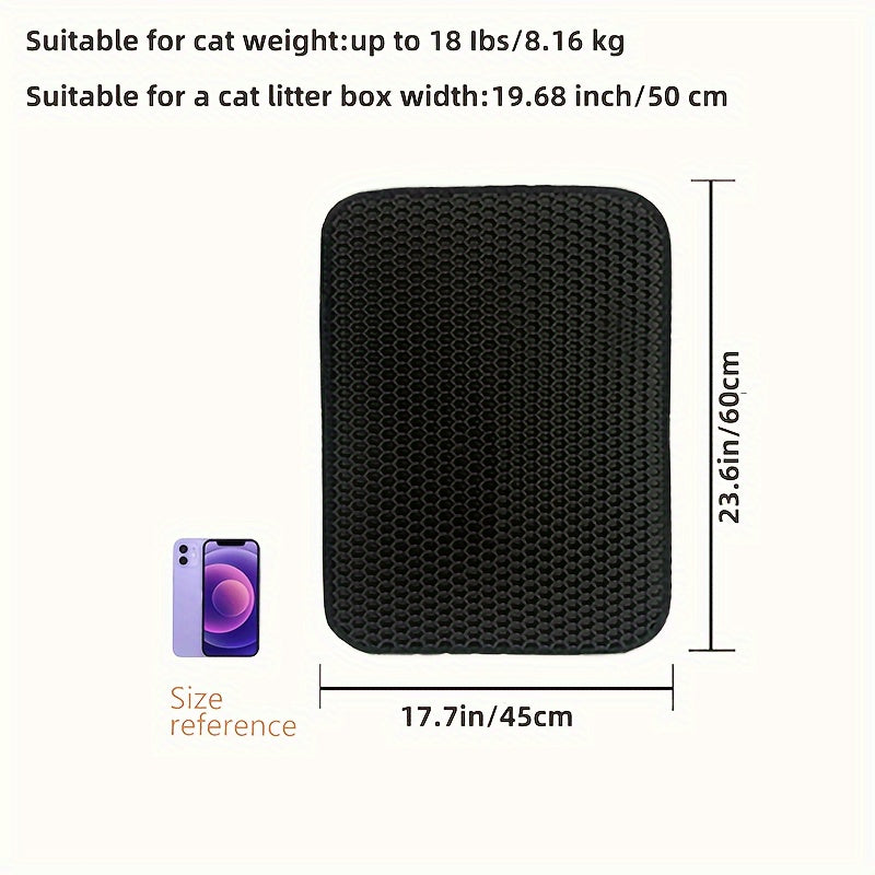 Honeycomb Double Layer Cat Litter Trapping Mat, Non-slip Washable Cat Cleaning Mat For Pet Toilet Kennel Litter Box