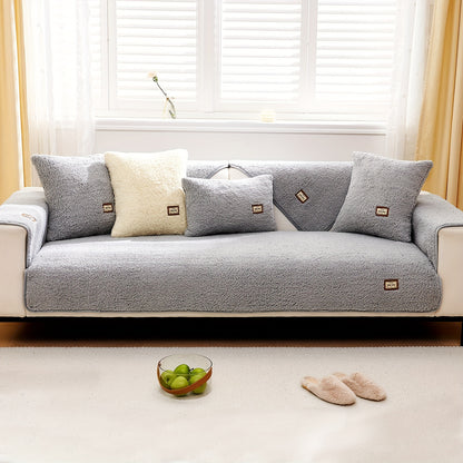 1pc Plush Sherpa Sofa Cover - Soft, Fuzzy, Non-Slip, Pet-Friendly, Thickened Furniture Protector for Bedroom, Office, Living Room Home Decor - Easy to Clean, Durable, Stain-Resistant, Machine Washable