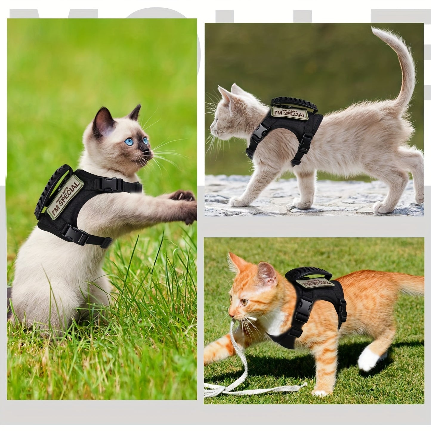 [Durable Cat Vest] Durable 600D Nylon Tactical Cat Vest with Adjustable Straps & Red Cross Patch | Chest Harness for Small Dogs & Cats, Secure Leash Attachment, Ergonomic Design for Training & Outdoor Adventures, Cat Vest Har