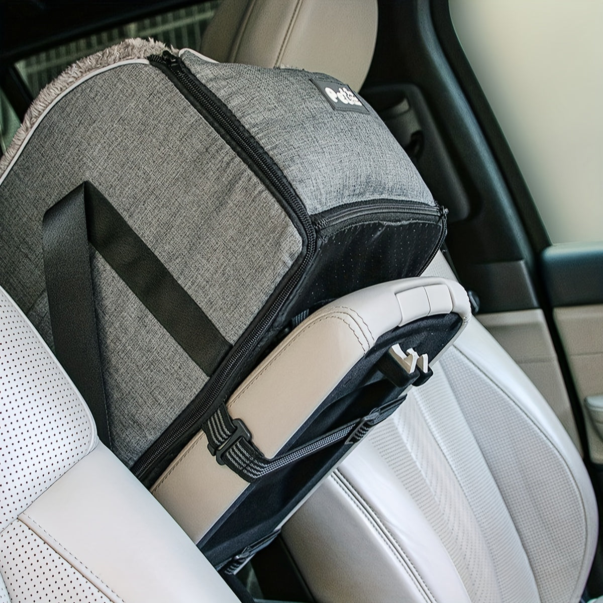 [Cozy Pet Car Seat] PETFANGFANG Portable Cozy Pet Car Seat | Polyester Dog & Cat Travel Bag for Small to Medium Pets with Secure Buckle Closure