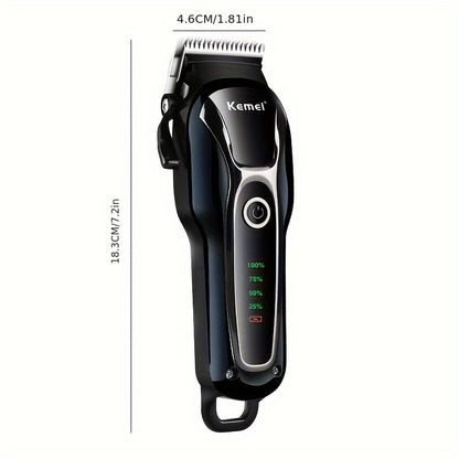 Kemei Pet Hair Clipper for Dogs & Cats - Quiet 5W Motor, USB Rechargeable, LCD Display, 10 Detachable Combs, Nail File, Accessory Colors Vary