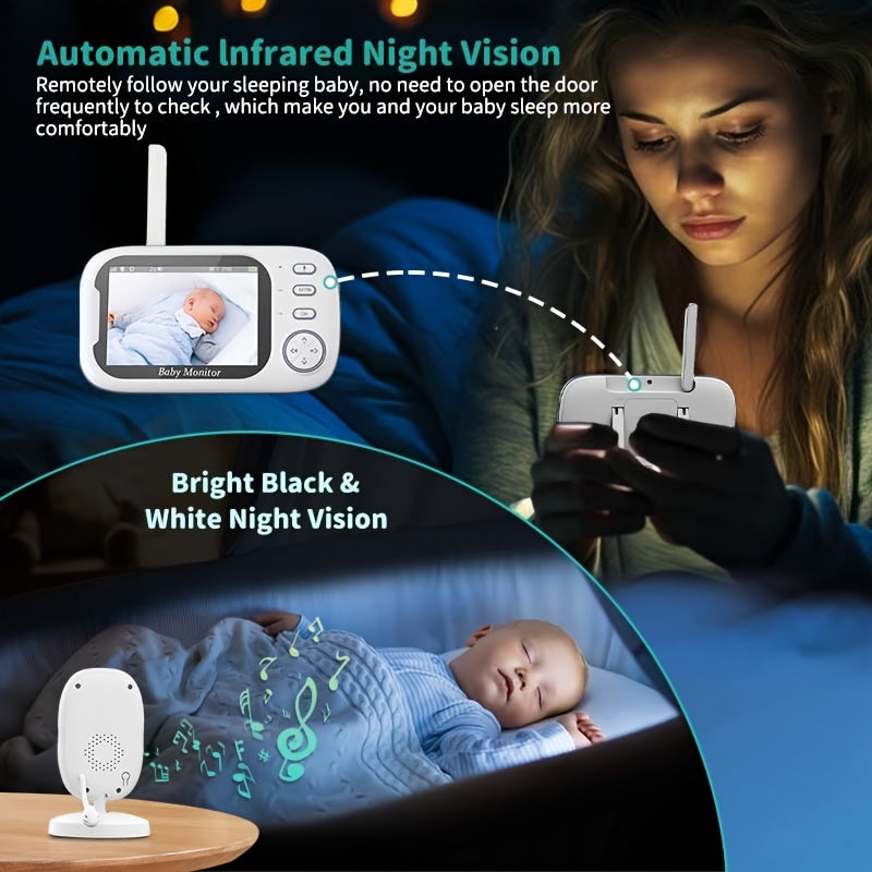 [Pet Monitor | Night Vision] 2.4GHz Pet Monitor | Night Vision, Two-Way Audio, Cry Alarm, Temperature Display, USB Rechargeable Camera | HD Video Surveillance System for Pets, Dog Monitoring, Elderly/Nanny Monitoring, One-Tou