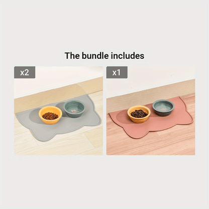 Pet Feeding Mat For Dogs & Cats, Thin Silicone Waterproof Cat Food Mat Cat Bowl Mat With Raised Edge, Cat Placemat