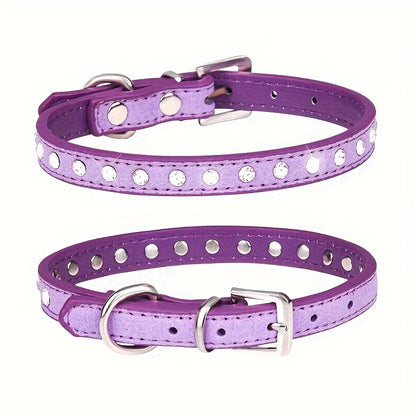 [Shiny Rhinestone Dog Collar] Hot Selling Shiny Rhinestone CP077 Dog Collar - Adjustable Small and Medium Pet Collar - Suitable for Small and Medium Pets to Wear Neck Collar