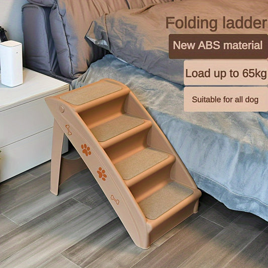 1pc Pet Stairs for Dogs & Cats, 4-Step Foldable Ramp with Anti-Slip Mat, Durable Plastic Ladder for Easy Access to Beds & Sofas, Suitable for Small & Large Pets, Load up to 143.3LB