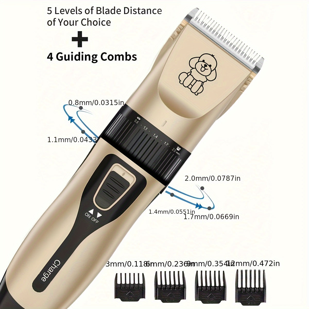 Rechargeable Low-Noise Cordless Electric Pet Clipper for Grooming Dogs and Cats, Suitable for Various Sizes and Lengths of Pet Hair, Professional Pet Salon Use