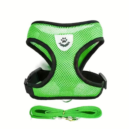 [For Dogs & Cats Reflective Harness] Reflective Pet Harness And Leash Set For Dogs And Cats, Adjustable Puppy Cat Vest Harness With Soft Mesh
