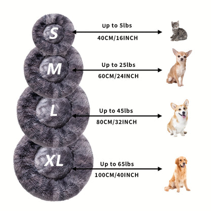 Long Plush Dog Bed For Autumn Winter, Deep Sleeping Pet Bed Mat For Small Medium Large Dogs, Donut Beds Mat For Cats Christmas Gift