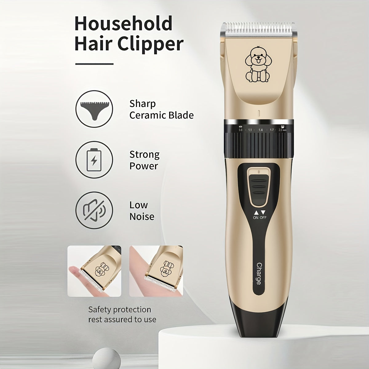 Rechargeable Low-Noise Cordless Electric Pet Clipper for Grooming Dogs and Cats, Suitable for Various Sizes and Lengths of Pet Hair, Professional Pet Salon Use