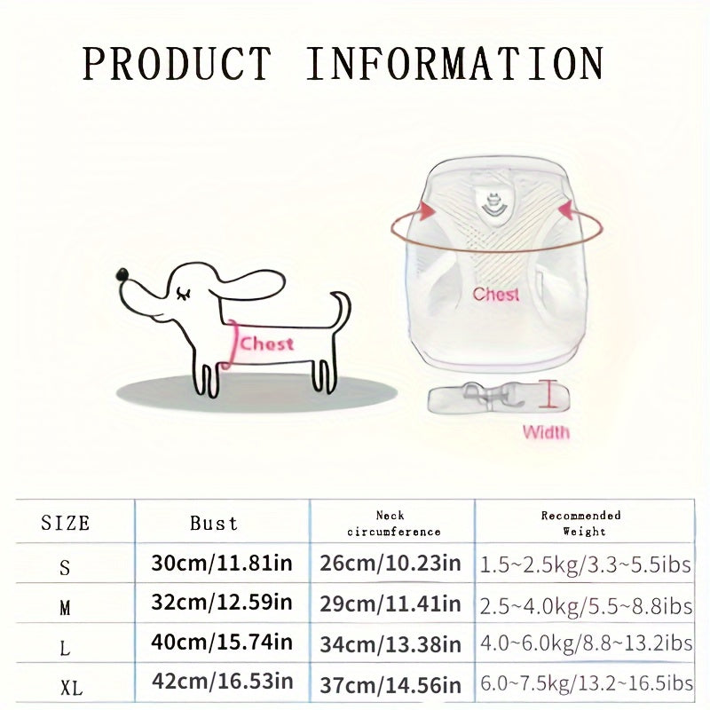[For Dogs & Cats Reflective Harness] Reflective Pet Harness And Leash Set For Dogs And Cats, Adjustable Puppy Cat Vest Harness With Soft Mesh